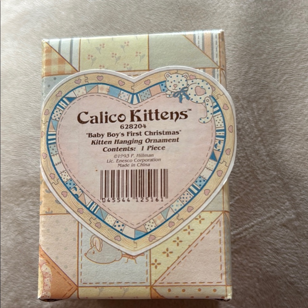 Calico Kittens Baby Boy's First Christmas Ornament